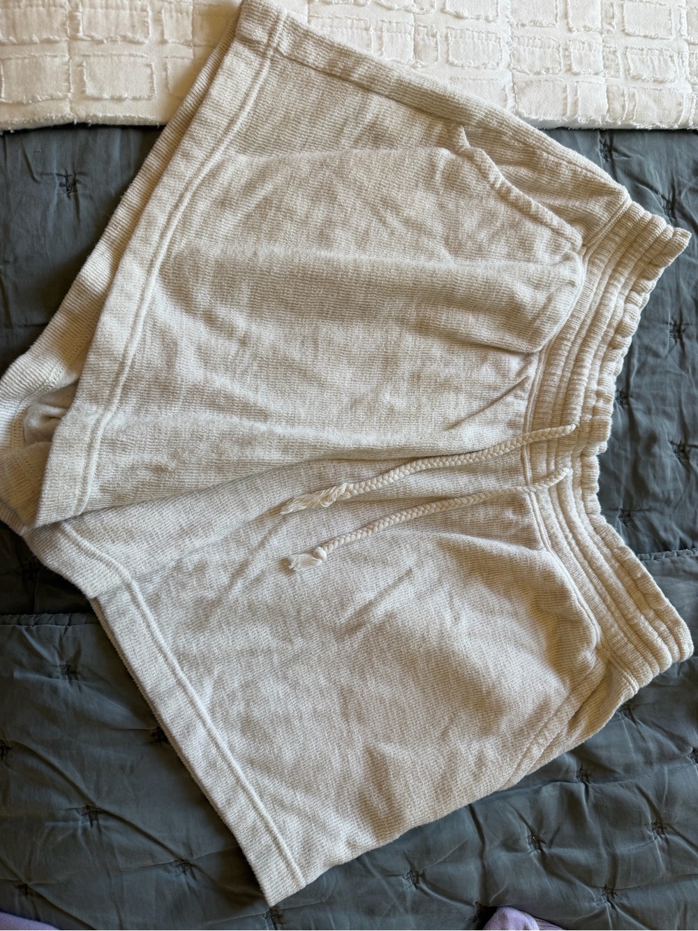 AERIE Cream Waffle Knit Lounge Shorts